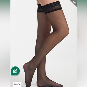 2 pairs of black Stay up Stockings O/S